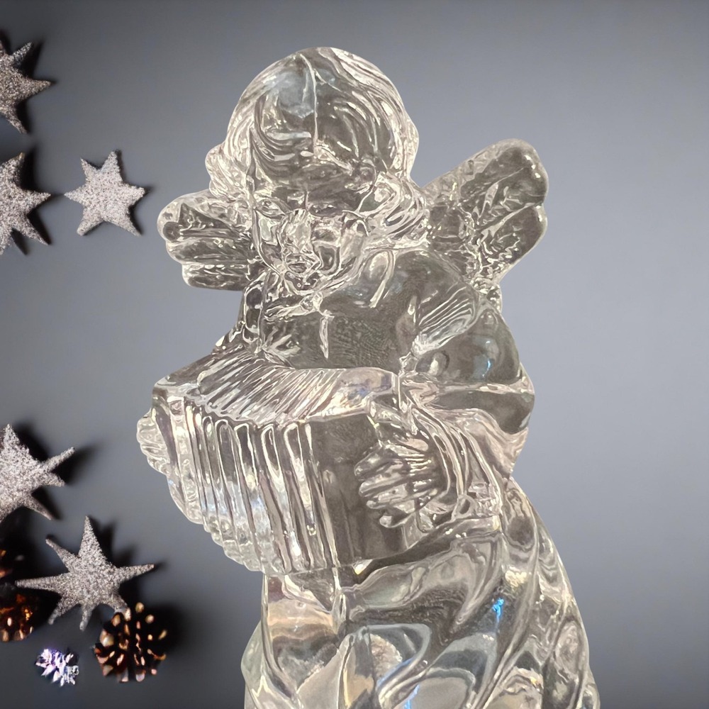 Mikasa Crystal Bottle Stopper Cherub Song Angel Holiday Wine‎ Decanter Barware